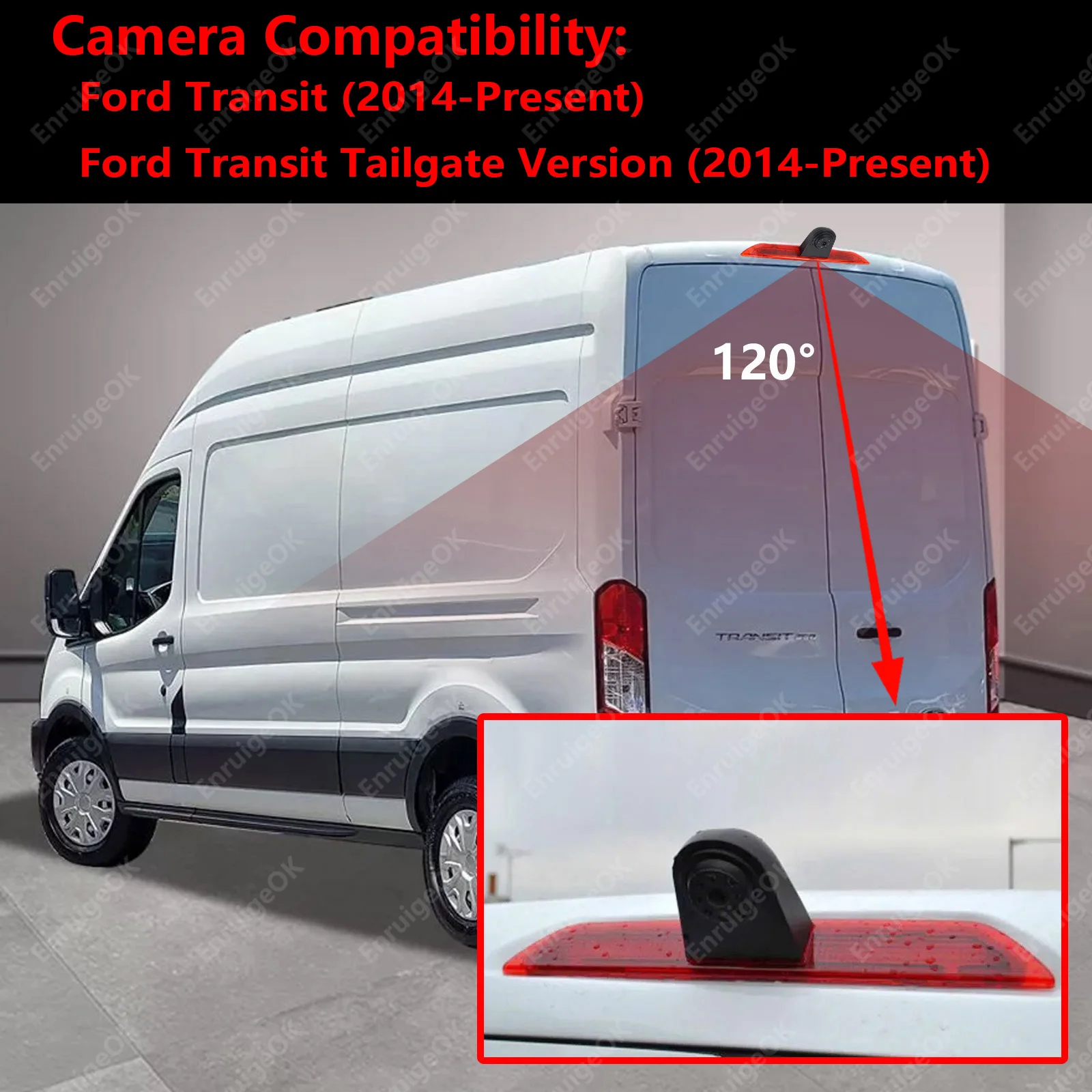 Фото Камера заднего вида с монитором и светодиодным комплектом для Ford Transit MK8 (версия с задней дверью) 2014-наст. время №2