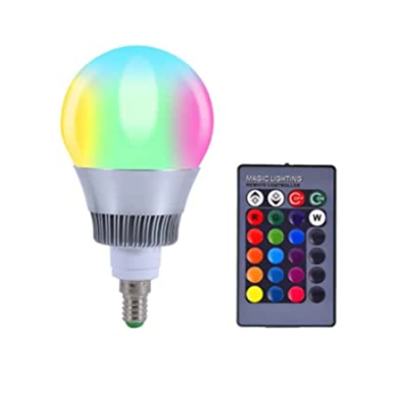 Акция! Светодиодсветильник лампа с изменением цвета RGB 10 Вт E14 16 цветов
