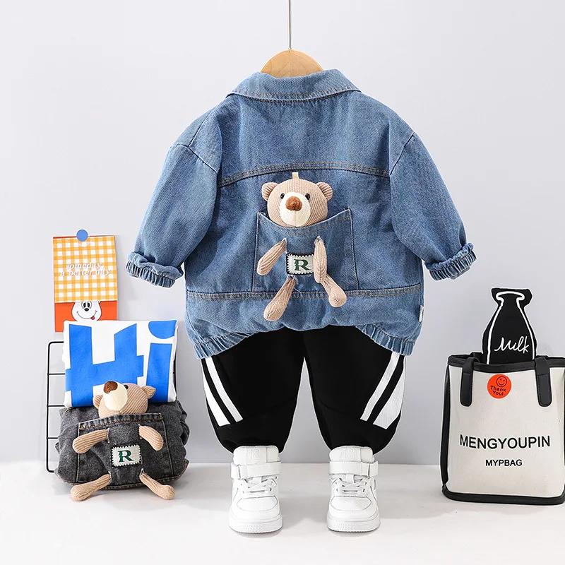 

0-5 Years Old New Summer Autumn Casual 3-Piece Toddler Boy's Autumn Cartoon Cowboy Hooded Children's Clothing Set 3PS