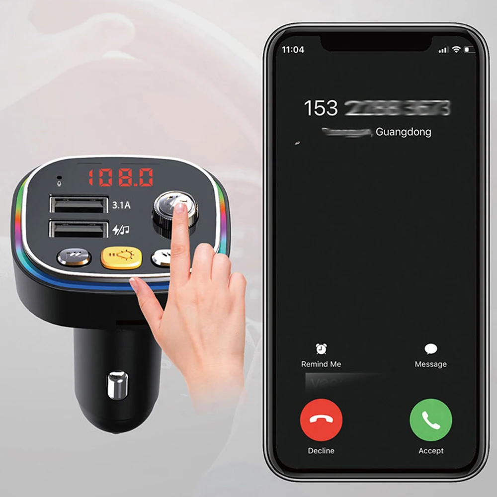 

Автомобильный FM-трансмиттер C20 с двумя USB-портами, автомобильный аудиоплеер, BT MP3-плеер с красосветильник кой, автомобильный аксессуар для звонков по громкой связи