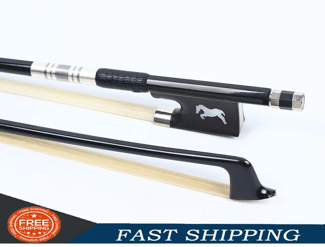 

1pcs Advance Carbon Fiber Violin Bow 4/4 Full Size Pernambuco Level Bow Natural Horsehair Horse Inlay Black Leather Black Silk