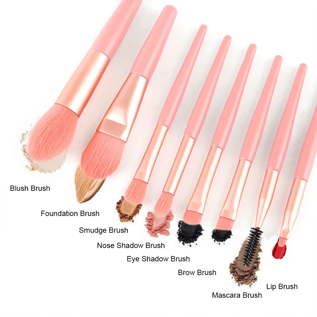 

8 Pcs Mini Travel Portable Soft Makeup Brushes Set Eye Shadow Foundation Powder Eyelash Lip Concealer Blush Make Up Brush Set