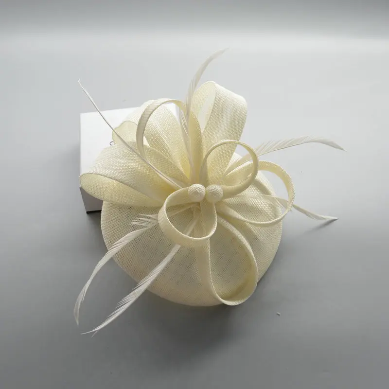 

Women Chic Fascinator Hat Cocktail Wedding Church Headpiece kentucky Headwear Feather Hair Accessories Lady Sinamay Fascinator