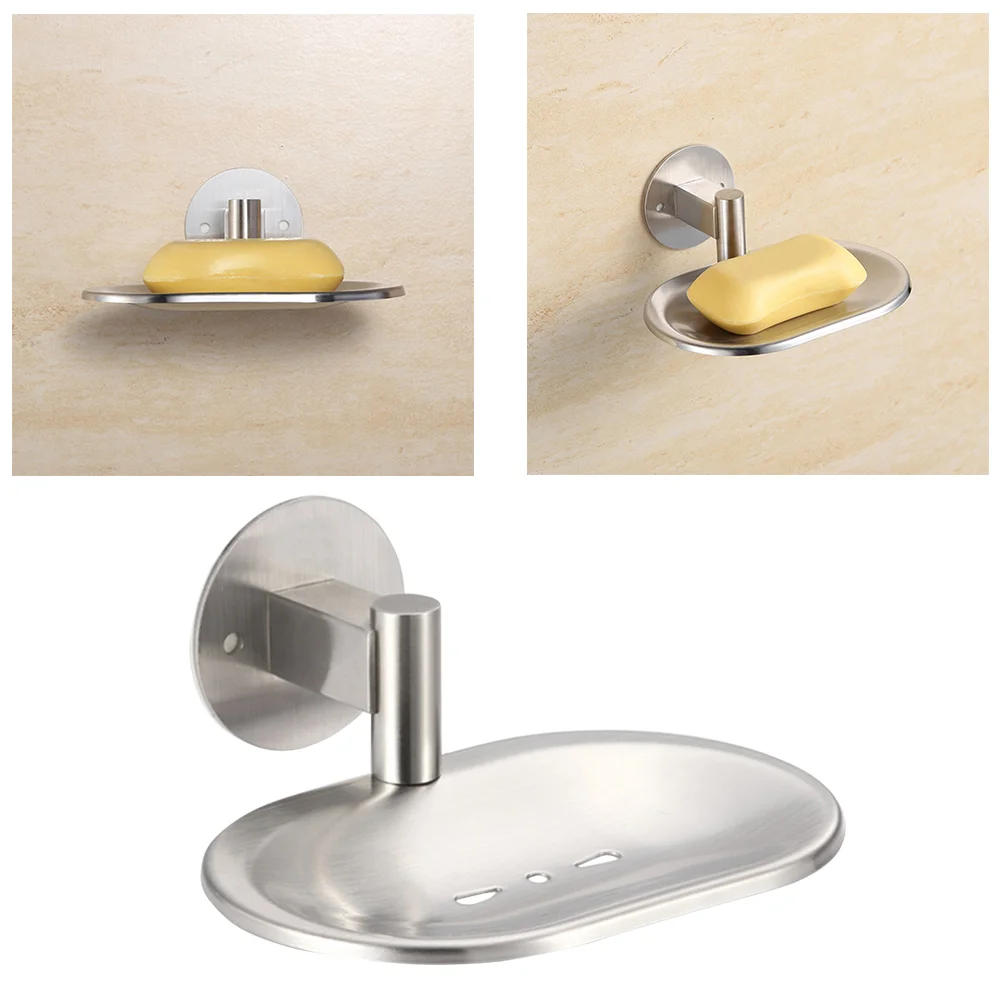

Bathroom Soap Holder Stainless Steel Storage Tray Wall Mount Soup Dish Organizer Basket
