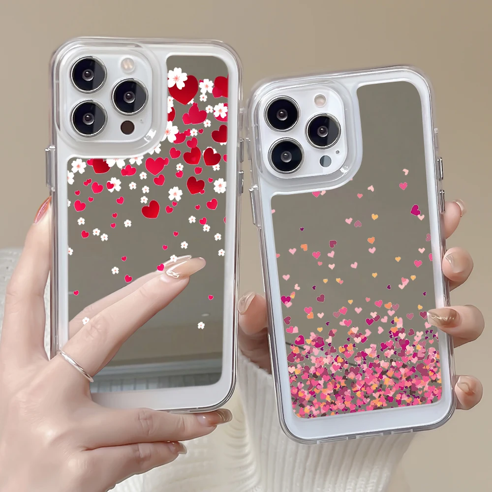 

Love Heart Phone Case for IPhone 11 13Pro 12Pro 11 Pro Max Transparent Soft Cover for IPhone 14 Plus 13 12 Mirror Fundas