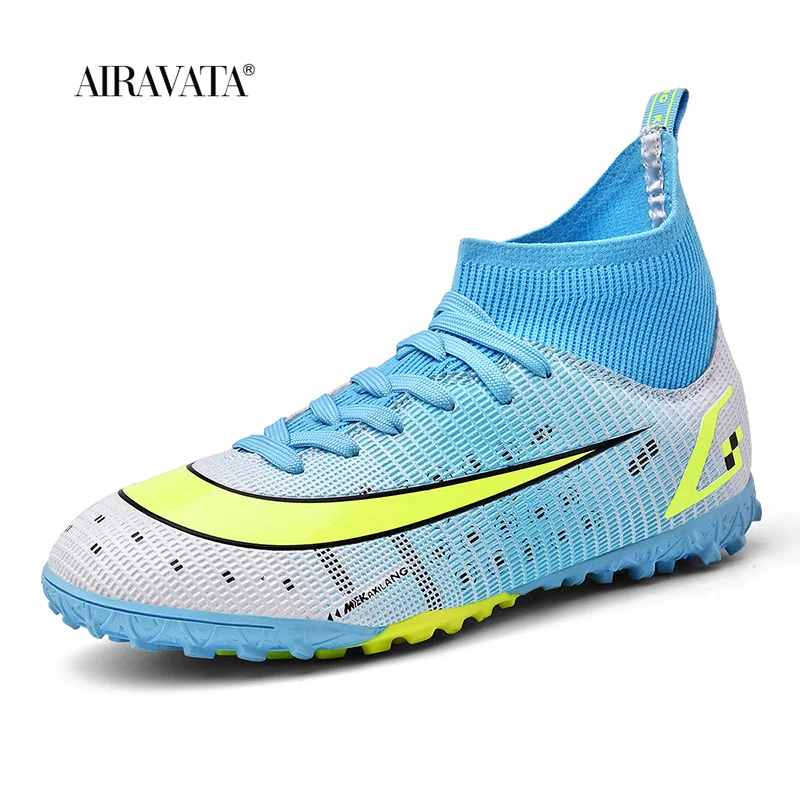 

Men Soccer Shoes Adult Kids TF/FG High Ankle Football Boots Cleats Grass Training Sport Footwear Trend Men‘s Sneakers 33-46