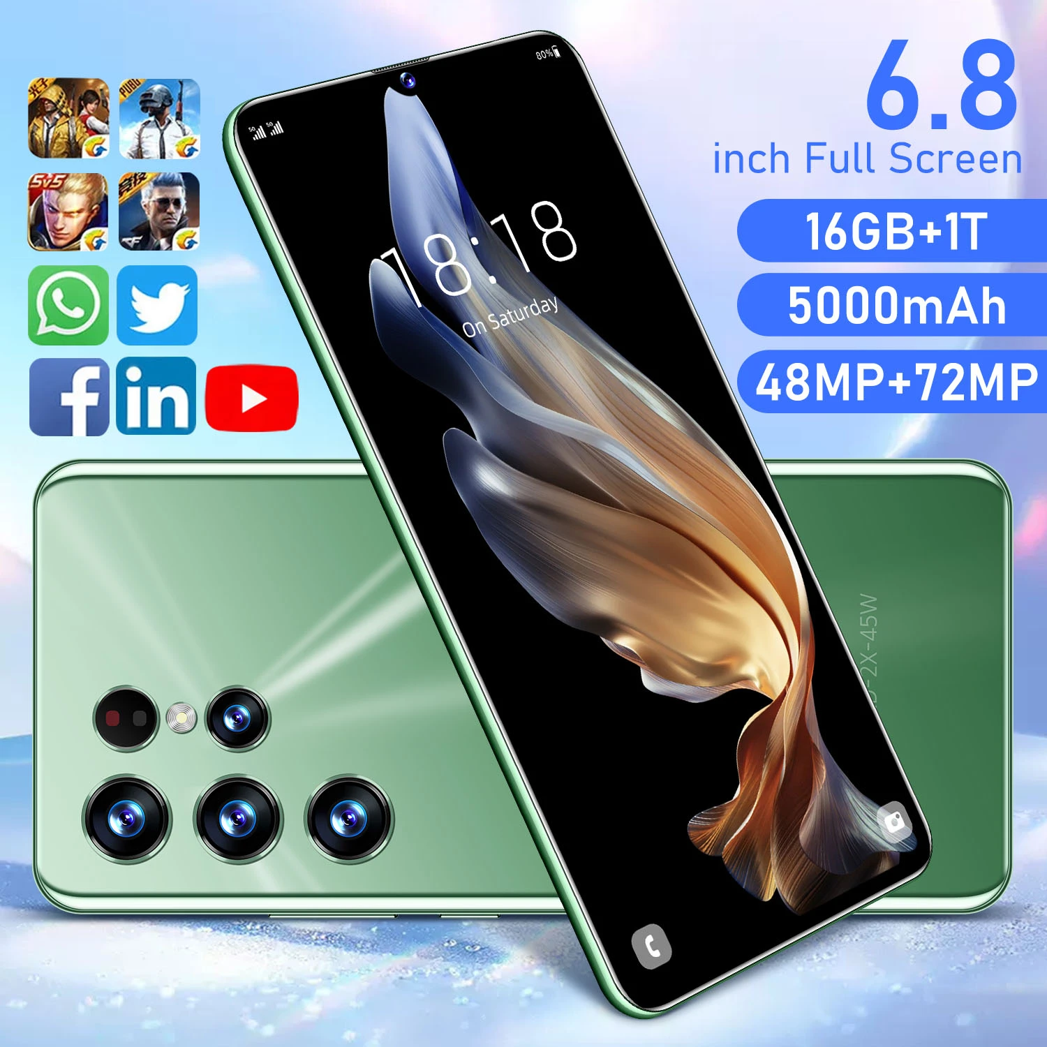 s22 ultra smartphone 5g 6 8inch android12 телефон 5000mah cellphone wps office 16gb 512gb unlock 4g global version