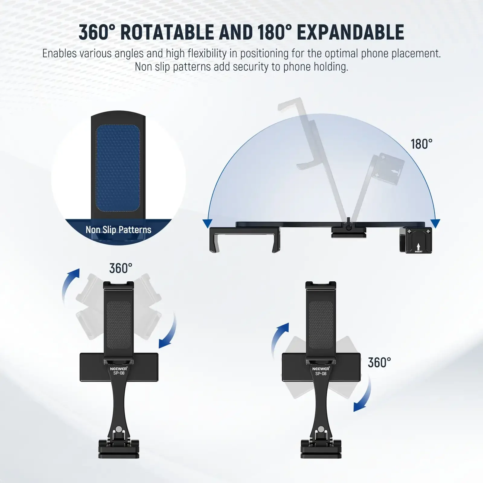 NEEWER SP-08 Универсальный металлический адаптер для крепления на штатив телефона с