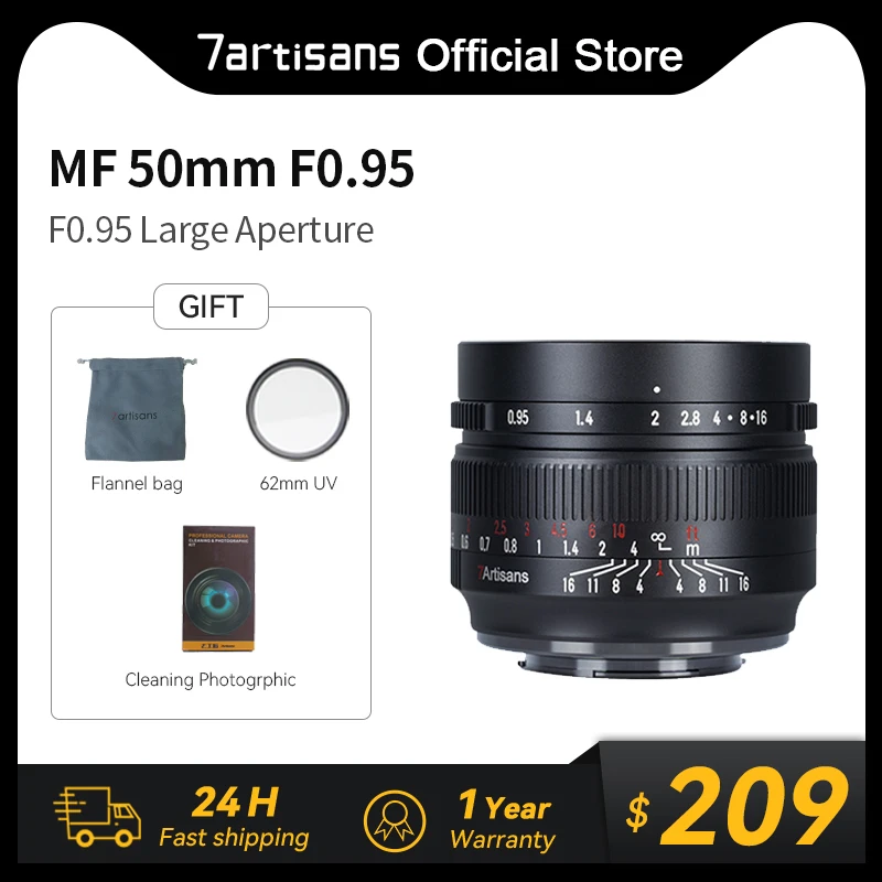 

7artisans 7 artisans MF 50mm F0.95 APS-C Large Aperture Prime Lens for Sony E Canon EOS-M Canon RF Fuji FX Nikon Z Z50 Micro 4/3