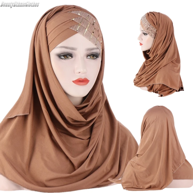 Цельнокроеная блестящая Фата с полным покрытием фата тюрбан химар исламский