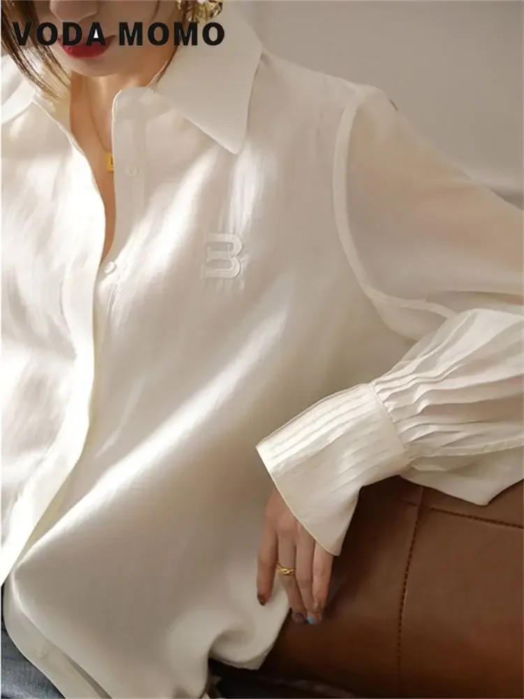 Весенне-летние модные высококачественные рубашки женские шикарные шифоновые