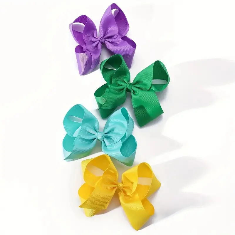 20 шт./лот 4 дюйма ленты с бантом для маленьких девочек заколки волос металлические