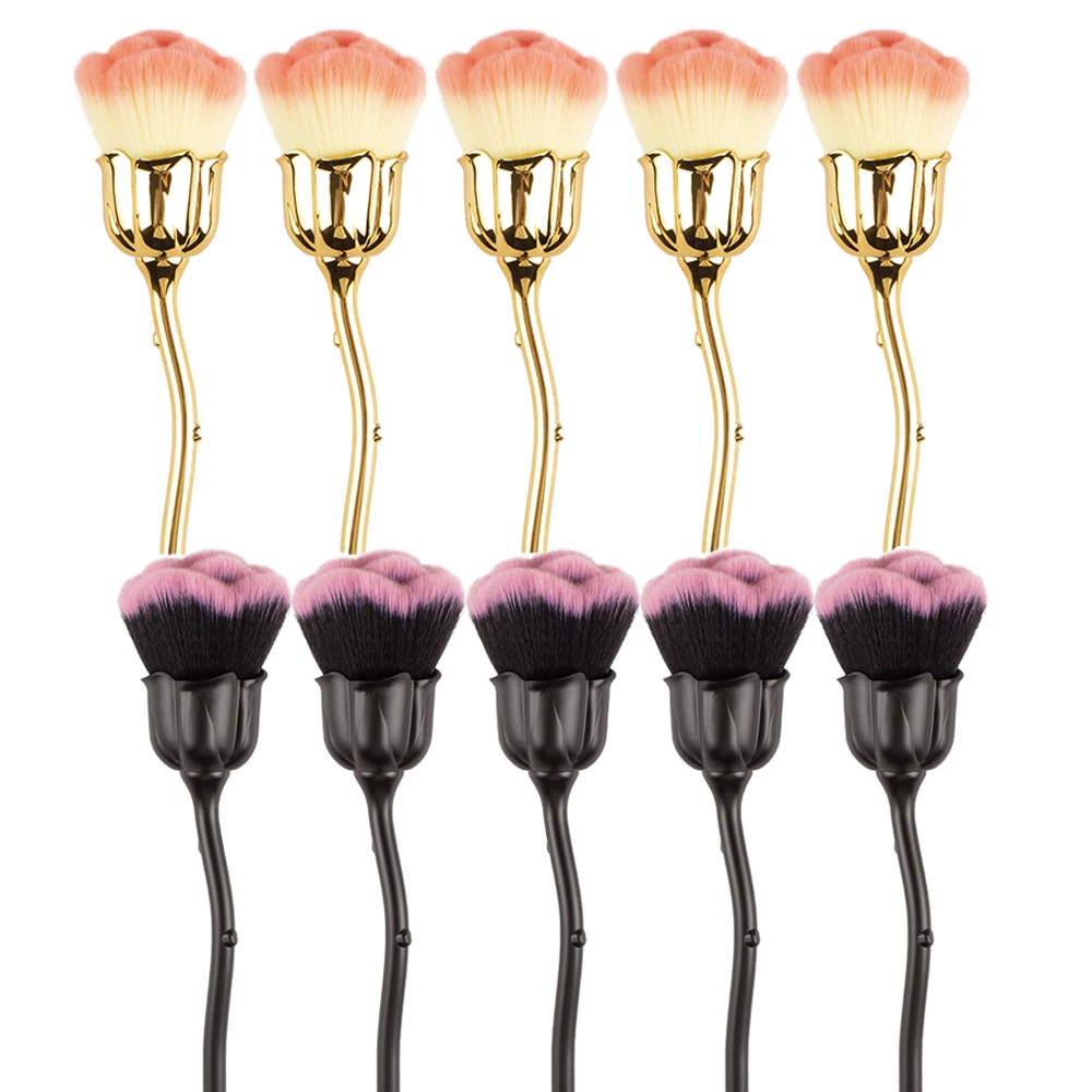 

3/5/10Pcs Nail Art Brush Soft Clean Dust Powder Pink Rose Flower Shape Blush Foundation Powder Make Up Brushes Cosmetics Tool