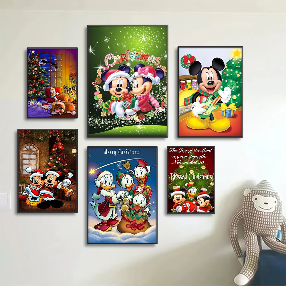 

Картины и постеры на холсте с изображением Микки Мауса на Рождество Дональд Дак новогодние настенные картины на холсте для декора детской комнаты