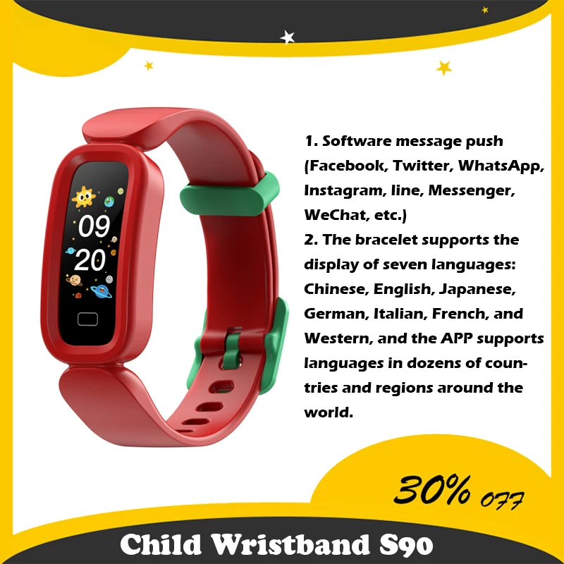 

Смарт-браслет S90 для детей, с будильником, пульсометром, мониторингом сна, Bluetooth, спортивный браслет для девочек и мальчиков, новинка 2022