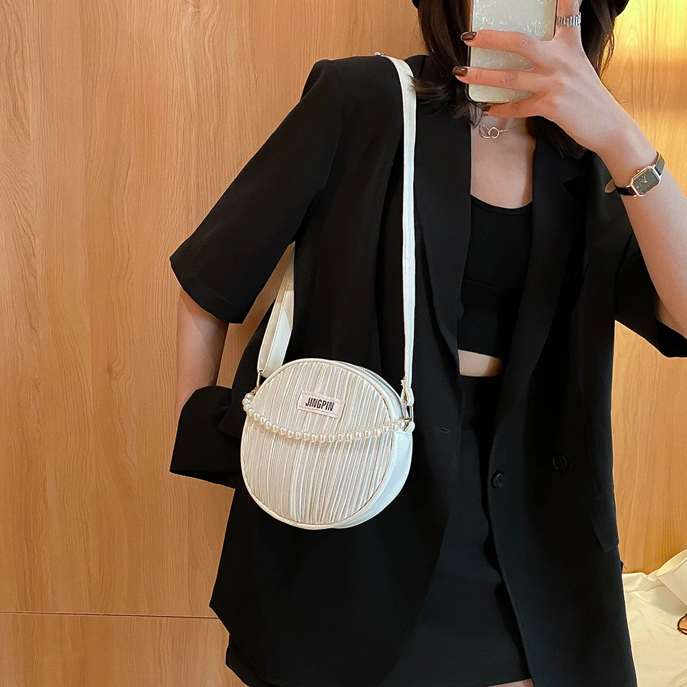 

Модная Изысканная сумка для покупок, повседневная женская сумка через плечо, маленькая круглая жемчужная Сумка-тоут через плечо, сумка для ...