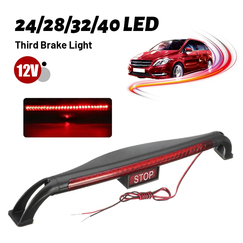

Universal 12V Red Car 28LED Third Brake Lights Bar Rear Parking Signal Lamp Truck High Mount Stop Warning Light