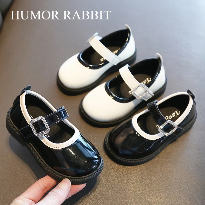 2023 Kids Flats for Girls Shoes Toddlers Little Girl Children Dress Shoes Mary Janes with Buckle Princess Wedding Shoes CN 21-32