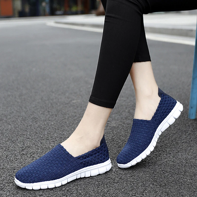 

Туфли женские тканевые без шнуровки, дышащие кроссовки, плоская подошва, Легкая теннисная обувь, повседневные лоферы, Размеры 35-40