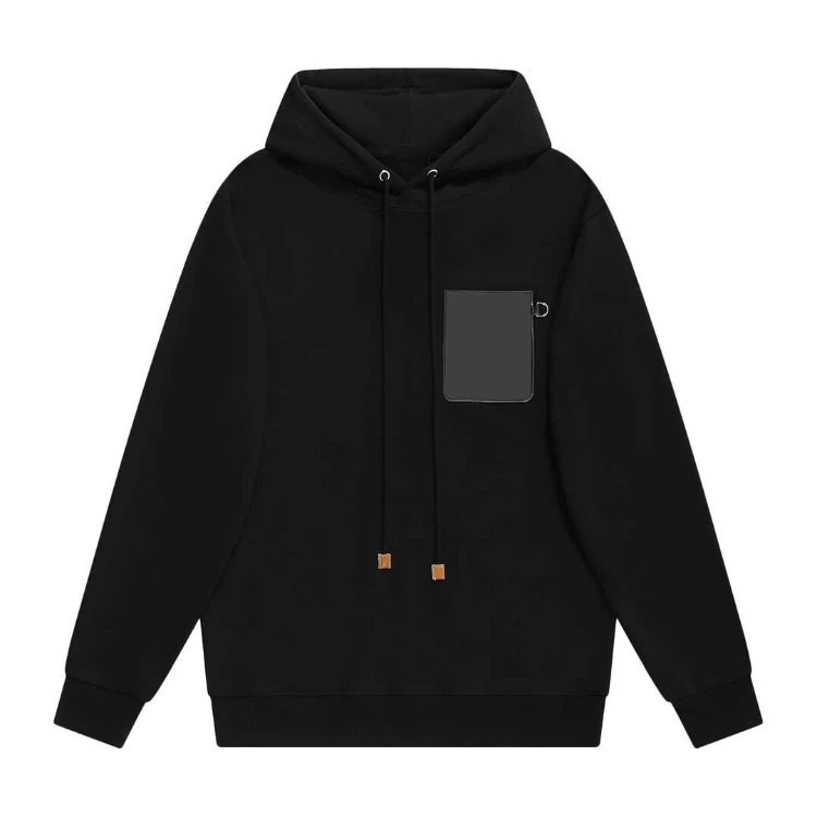

134072 Fashion Classic Trendy Luxury Designer cloth Leather Pocket LOGO Hooded Terry Sweater Men Women Sweatshirt Hoodie Top