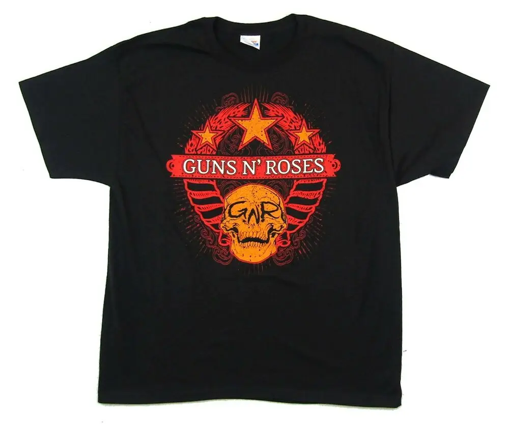 

Guns N Roses Wheat Skull 2009 2010 World Tour Black T Shirt New GnR