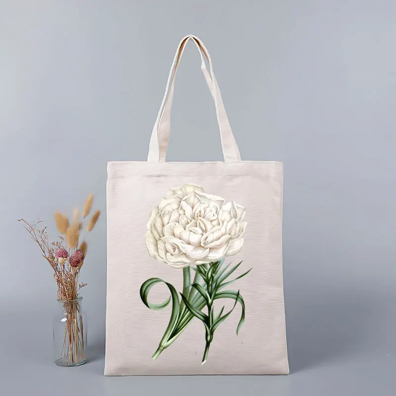 

Tote for Girls New 2022 Flower Print Women Large Eco Canvas Cloth Handbags Shoulder Bag Shopping Bags Students Book Bag Cotton