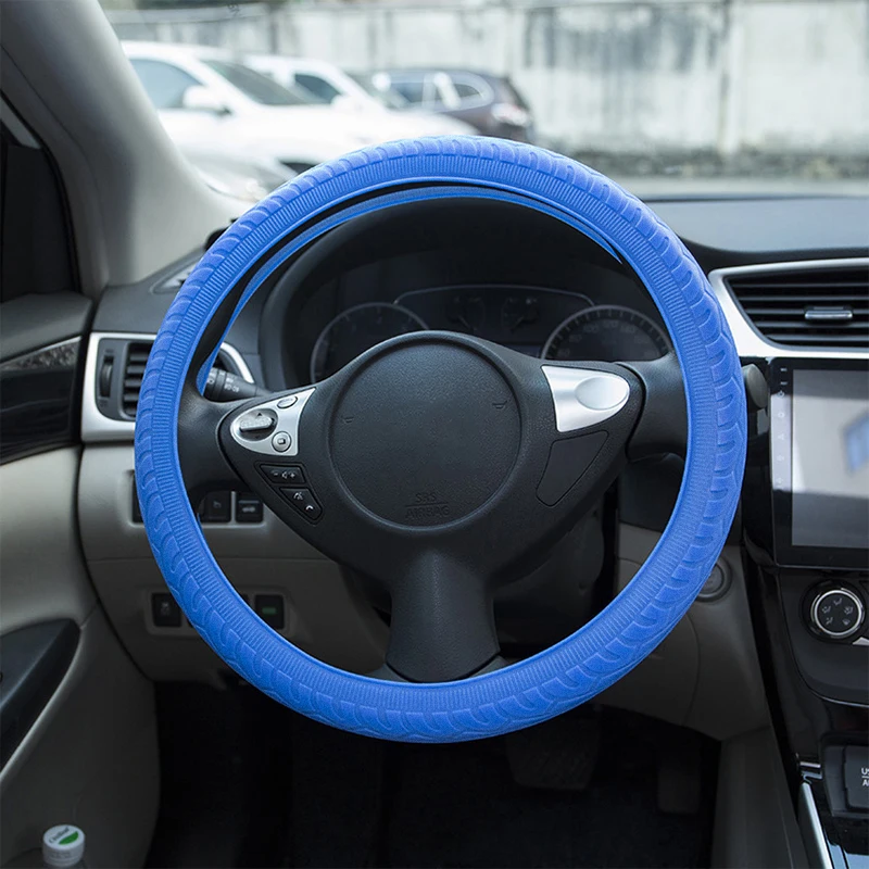 

Auto Silicone Steering Wheel Cover Skidproof Car Accessories For Peugeot Honda Volkswagen KIA Hyundai LADA BMW Audi Nissan etc.