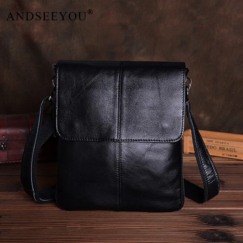 

Andseeyou Brand Crazy Horse Leather Men's Bag First Layer Cowhide Messenger Bag Business Casual Men's Genuine Leather Soft Leath