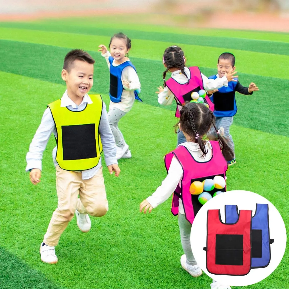 

Dodgeball Balls Sticky Jersey Vest Game Props Children Sticky Vest Sticky Vest with 4Balls Outdoor Game for Kids Kids Outdoor