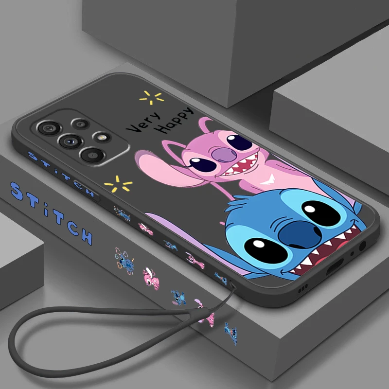 

Stitch Angel Anime Disney Liquid Left Rope For Samsung A53 A52 S A33 A32 A51 A71 A21S A13 A73 A50 A72 A23 A12 5G Phone Case