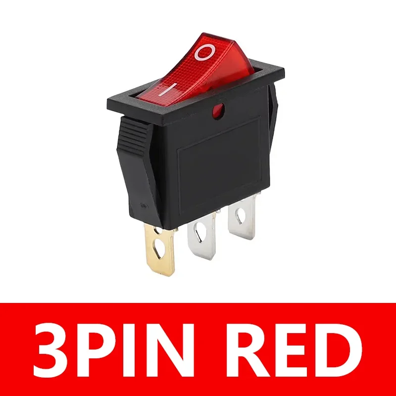 

5/20 шт. KCD3 кулисный переключатель ВКЛ-ВЫКЛ 3-контактный кулисный переключатель питания со светодиодной подсветкой 16A250V/20A125VAC