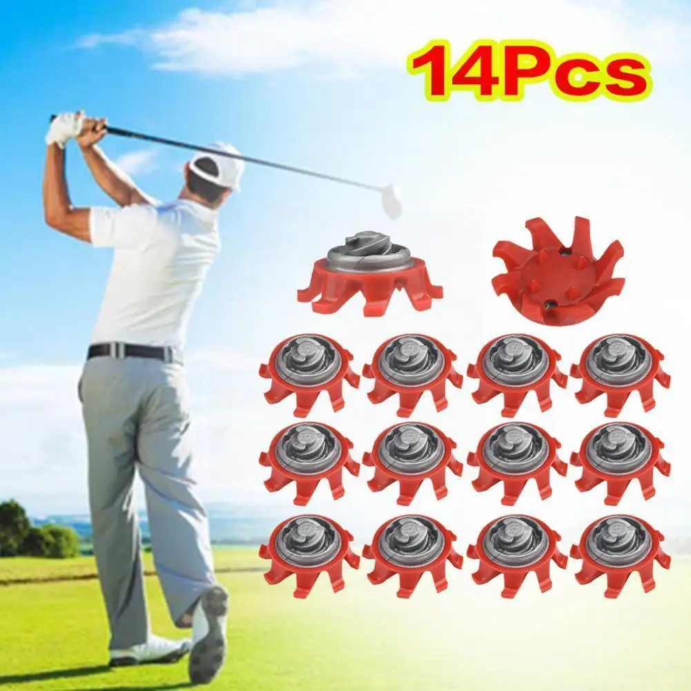 

14pcs Tpu Golf Shoe Spike Golf Shoe Spike Red Gray Fast Shoe Screw System Cleat Training Accessories -lok Spike Rotating W6m9