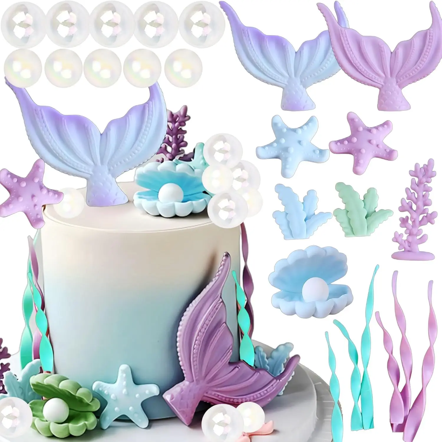 

Набор топперов для торта "Русалка" 21 шт.