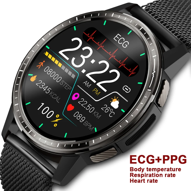 

2021New ECG+PPG Body Temperature Smart Watch Men Sport Fitness Tracker Waterproof Clock Heart Rate Blood Oxygen Women Smartwatch