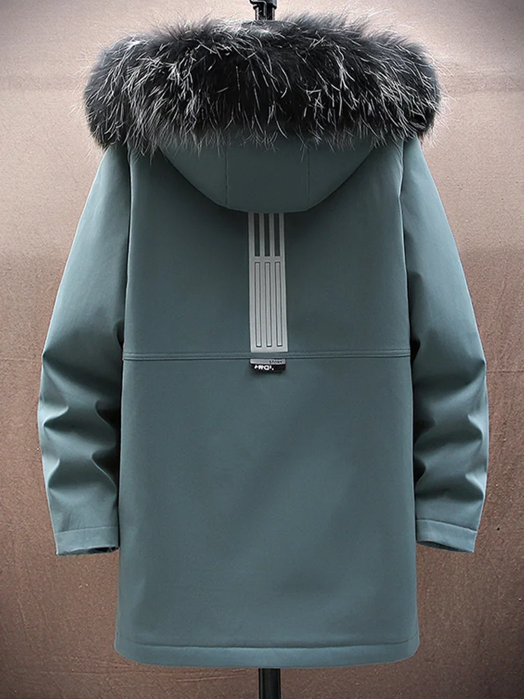 Men's Winter New Cotton Coat Fleece-Lined Thick Mid-Length Men's Cotton Clothes Coat Fashion Brand Winter Cotton-Padded Jacket