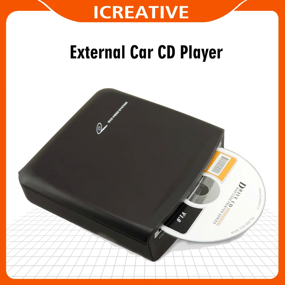 $56.92 External Car CD MP3 HD Video Player With USB Power Signal Transfer Compatible with PC  LEDTV Android Car Multimedia Player