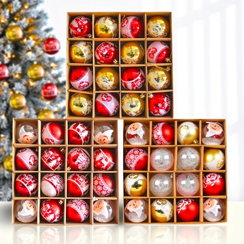

Красочные искусственные украшения, 16 шт./коробка, подвесные Рождественские шары, подвесные украшения, рождественские шары