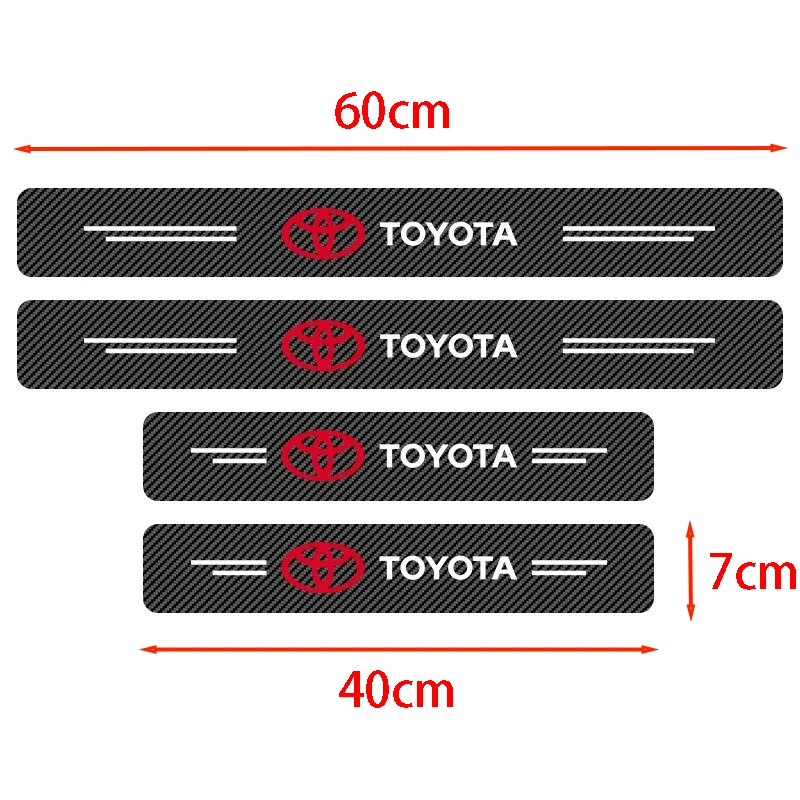 

4 шт., автомобильная наклейка из углеродного волокна, автомобильный порог, водонепроницаемые наклейки для Toyota Yaris Hilux Corolla Prius Avensis, эмблема Auris