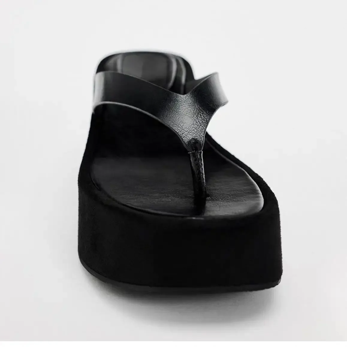 DMZA 2024 высокие фотообои искусственная кожа толстая подошва сандалии с зажимом