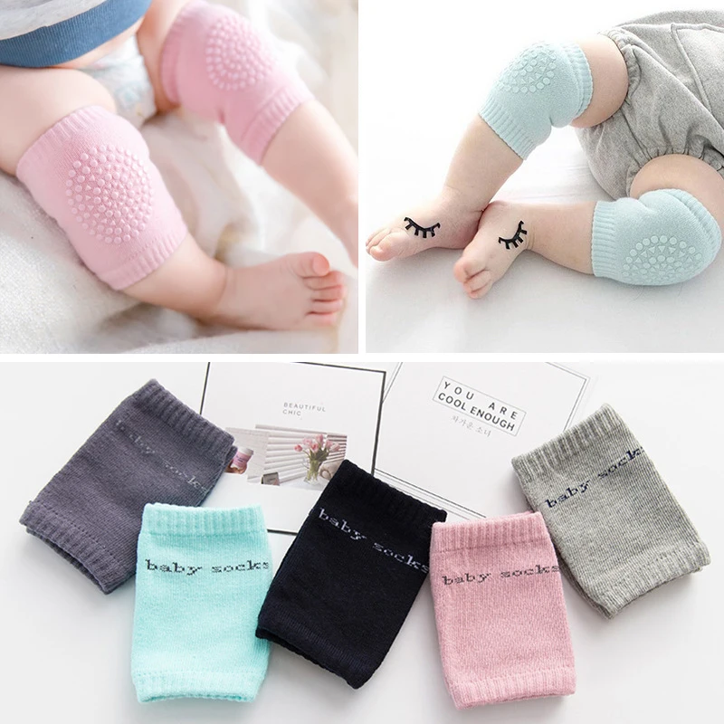 Baby Safety Crawling Elbow Cotton Cushion Knee Pad Solid Letter Leg Warmers Knee Support Protector Baby Kneecap Accessories bebe