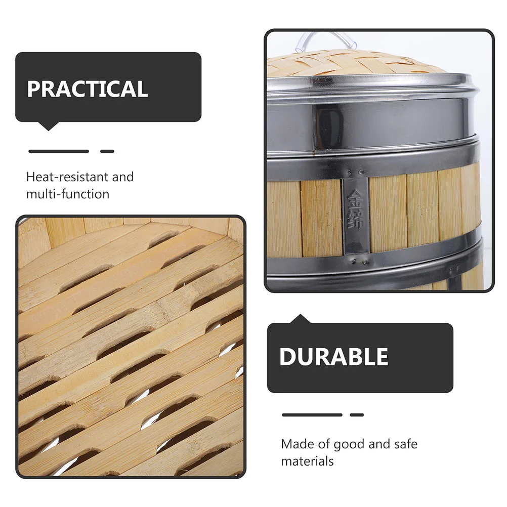 Длинная пароварка Bao для овощей бамбуковая корзина стойка из нержавеющей стали