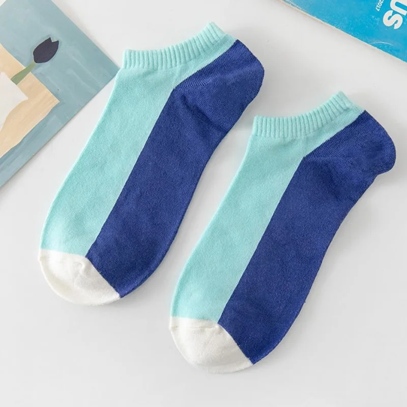 5 Pairs Summer Men Cotton Socks Breathable Comfortable Casual Ankle Sock Male Preppy Style Classic Patchwork Invisible Boat Sock