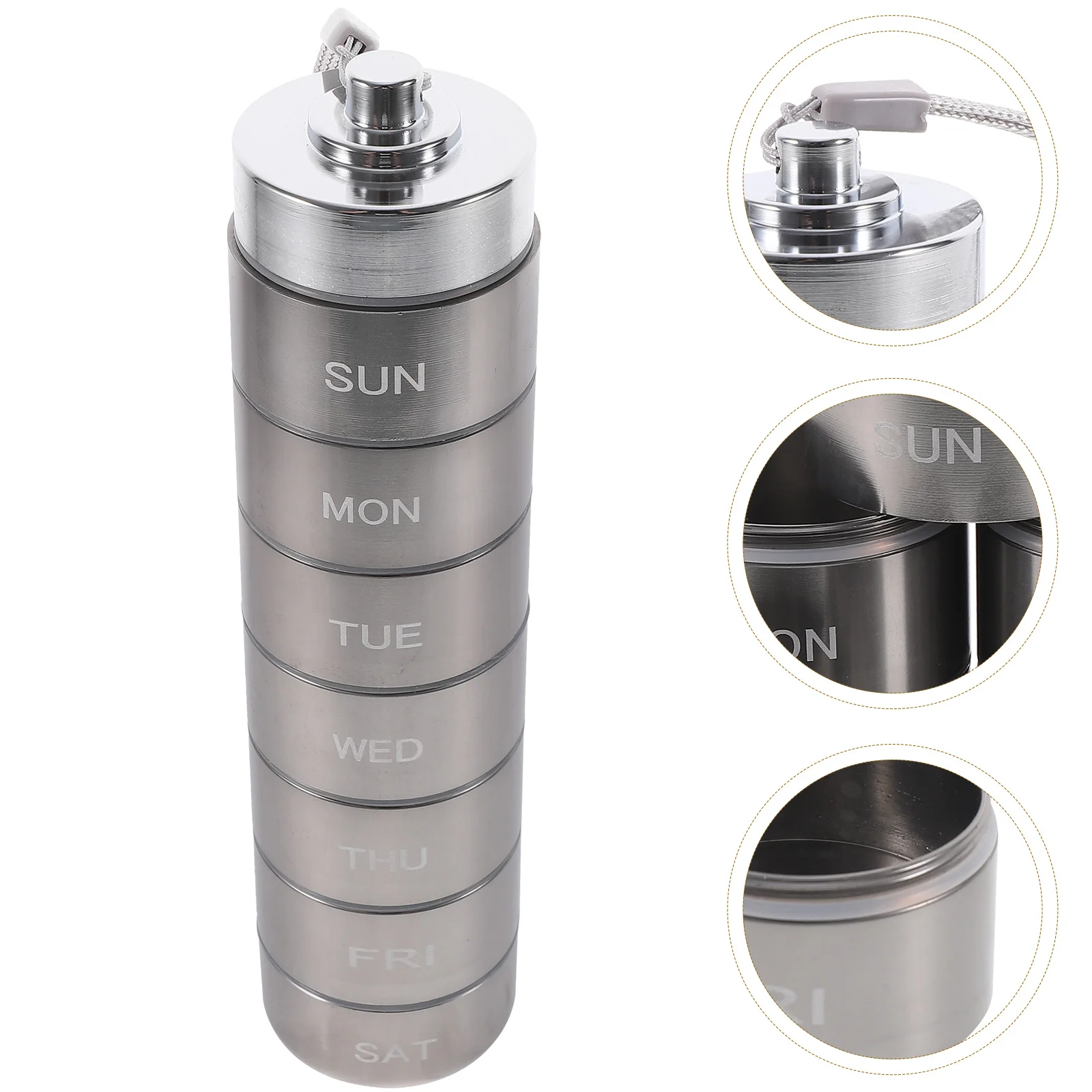 

A Week Convenient Case Travel Medicine Kit Small Household Organizer Aluminum Alloy Organizers