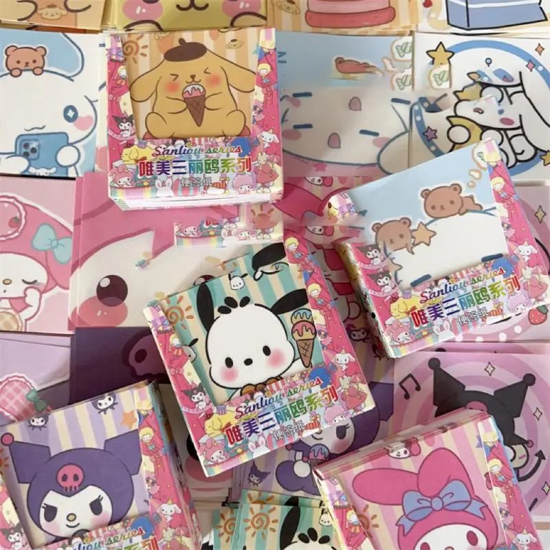 

Sanrio Sticky Note Kawaii Anime Kuromi Cinnamoroll My Melody Cartoon Hand Account Notepad Student Message Stationery Girl Gift