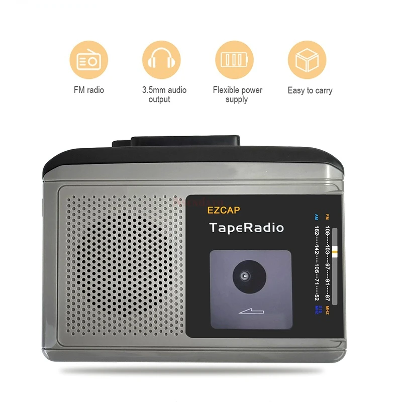 

Ezcap233 Personal AM FM Radio Music Cassette tape Player With 3.5MM Audio Cassette tapes player convert to mp3 Players Converter