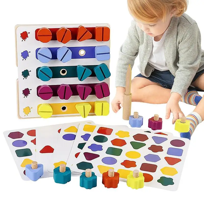 

Винтовой конструктор в форме гайки, пазл, игрушки Монтессори в форме цветного распознавания, детские игрушки-головоломки, развивающие игрушки для детей