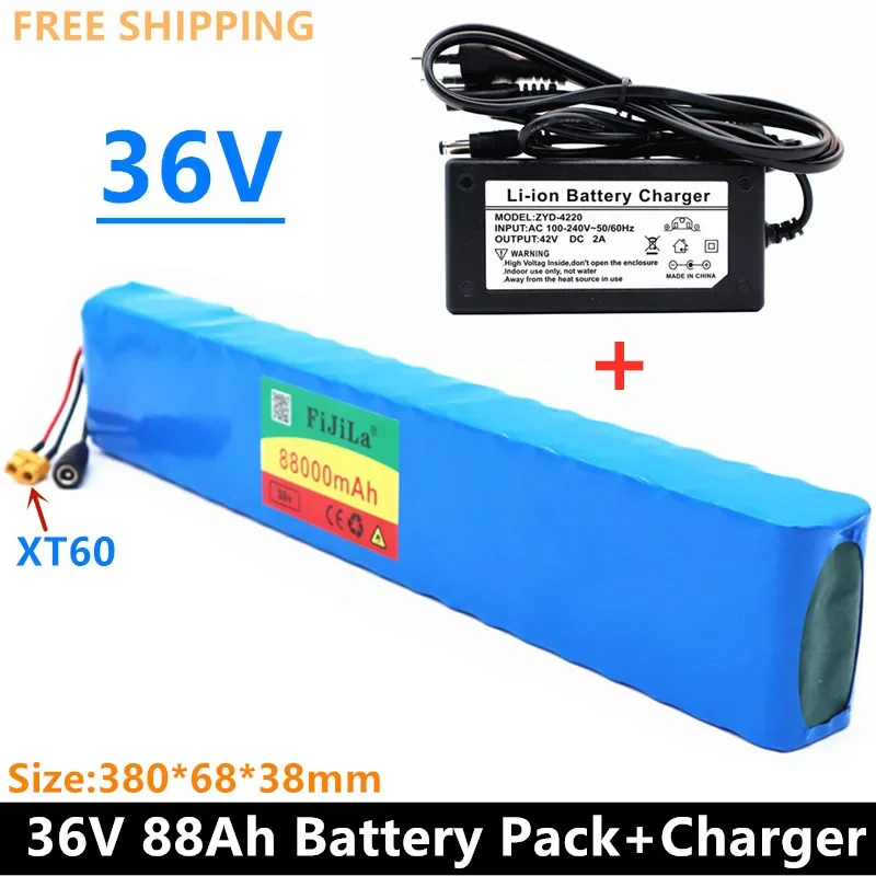 

20212 New 18650 battery pack 10s4p 36 V 88AH high power 600 W, suitable for electric bicycle lithium battery with charger sales