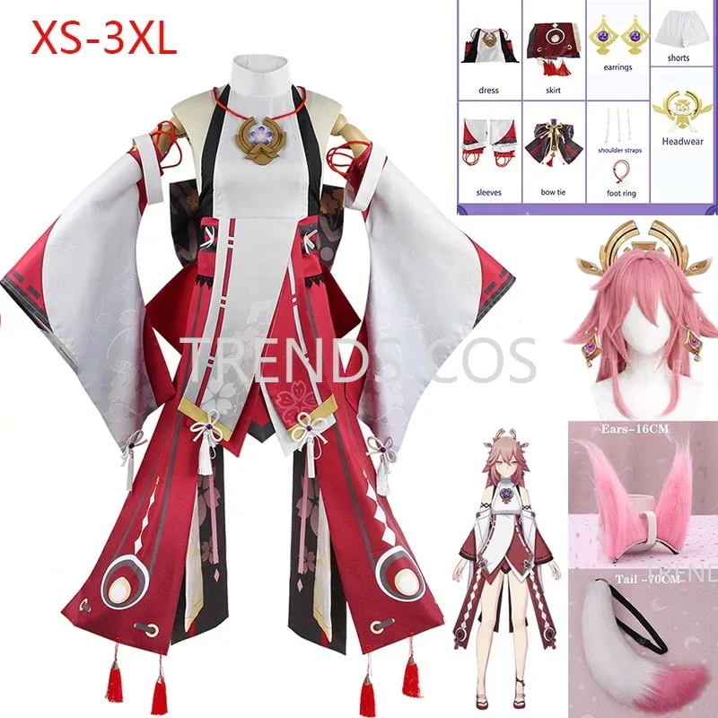 

Yae Miko Guuji Yae Cosplay Costume Genshin Deguisement Wig Ears Tails Outfit Halloween Costumes Cosplay Anime Genshin Impact