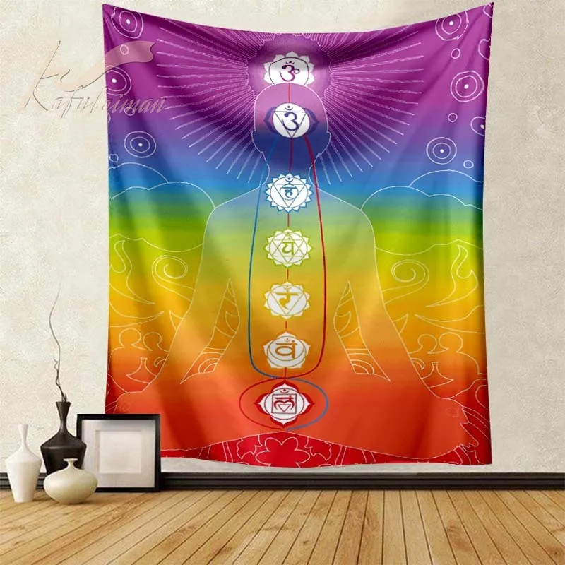 

Семь чакр, гобелен, чакра для йоги, домашние украшения, подвесные настенные украшения, ворона, диван, одеяло, Прямая поставка