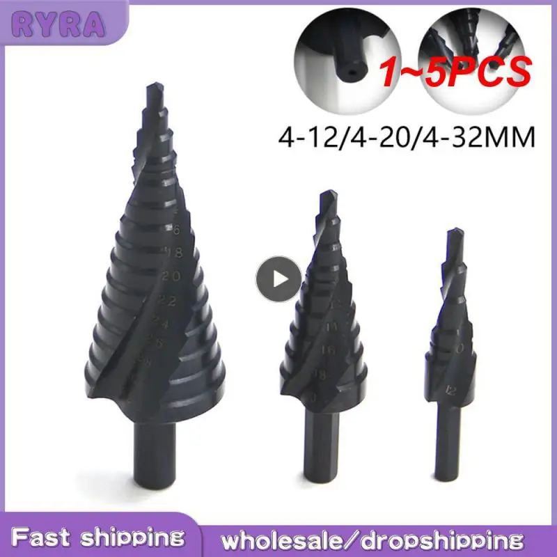 

1~5PCS 4-20 4-32mm HSS Step Drill Bit Nitride Coated Spiral Grooved Stepped Drill For Wood Metal Cone Hole Cutter Step Drill